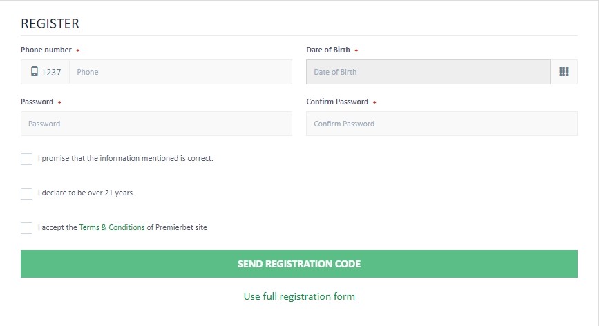 Premier Bet regisztráció